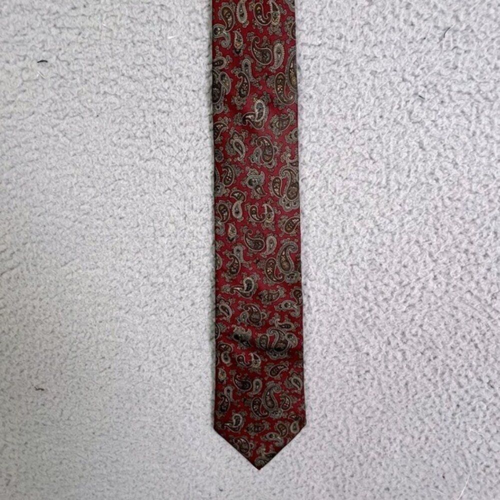 CHRISTIAN DIOR MENS SILK TIE RED PAISLEY